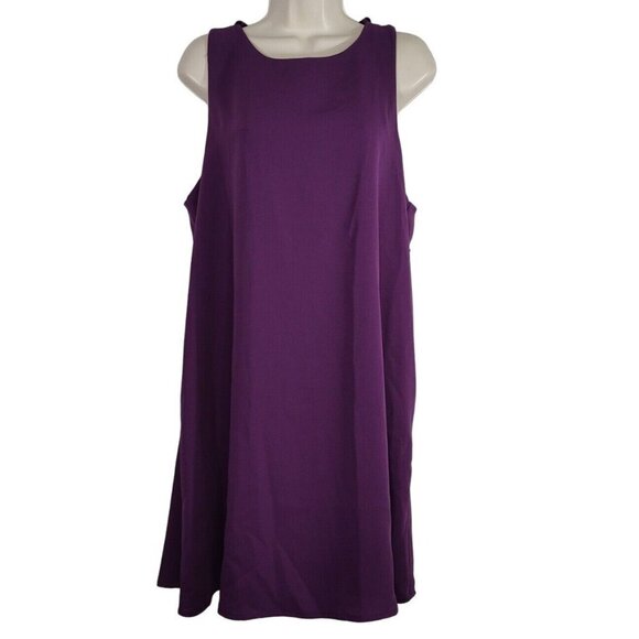 Ann Taylor LOFT Sleeveless Purple Swing Shift Dress Women Petite Size LP Keyhole - Picture 1 of 7